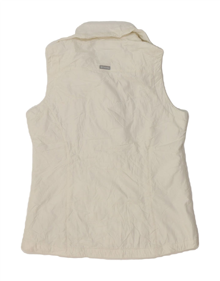 COLUMBIA Womens Gilet UK 12 Medium White Polyester Vintage Columbia and Second-Hand Columbia from Messina Hembry 