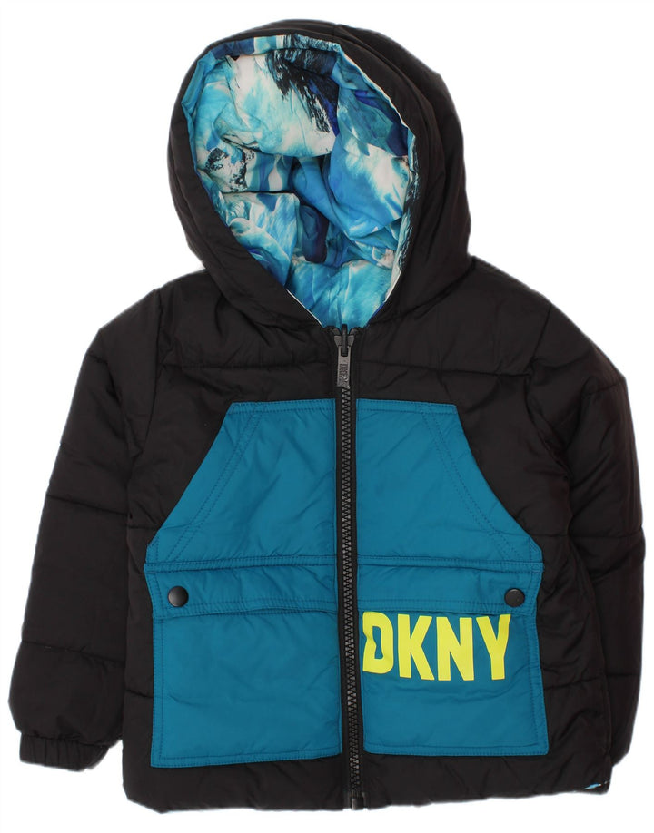 Dkny Boys Reverzibilna podstavljena jakna s kapuljačom 3-4 godine Blue Tie Dye poliester