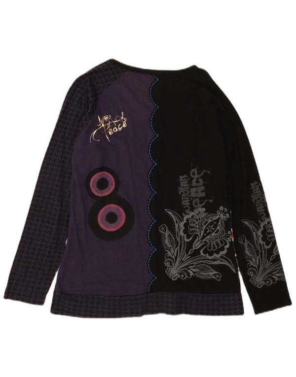 Vintage ženska majica dugih rukava s grafikama UK 12 srednje ljubičaste boje