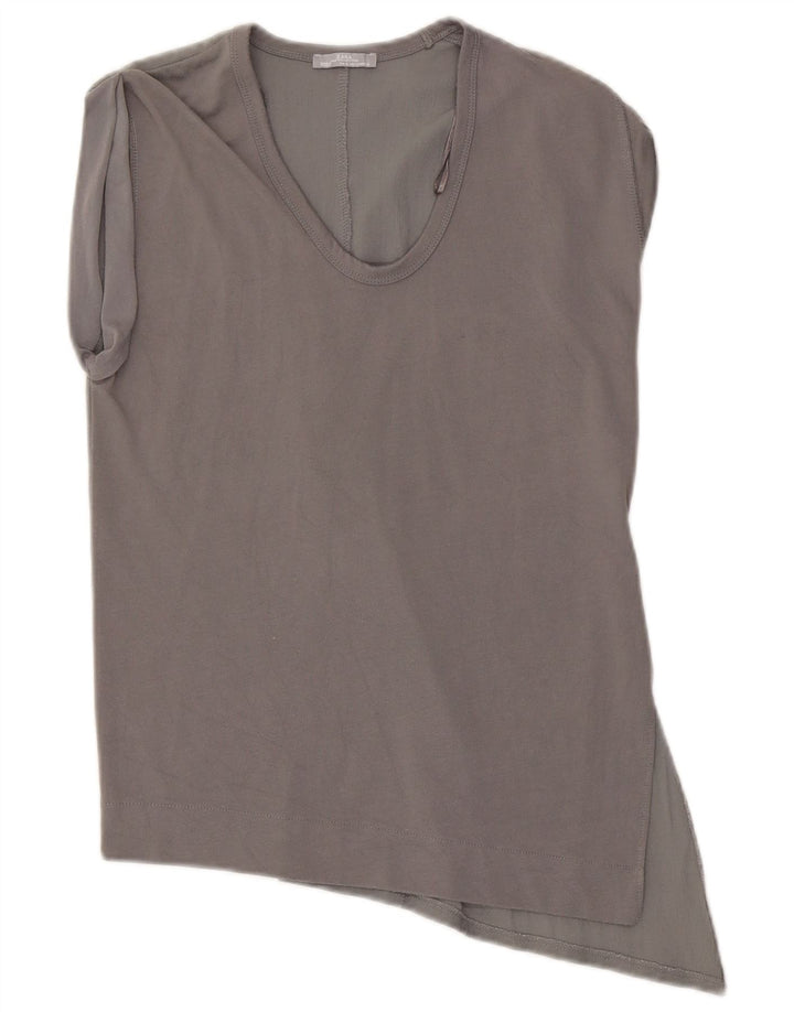 Zara ženska asimetrična bluza Top UK 10 Mala siva viskoza