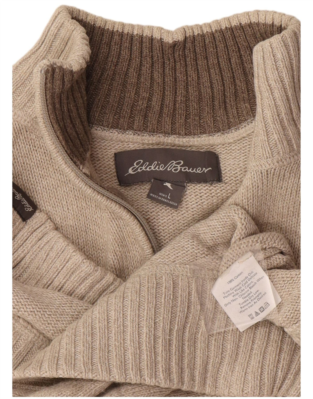 Eddie Bauer, muški pulover s izrezom i velikim bež pamukom