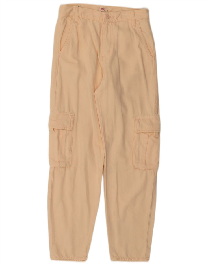 LEVI'S Ženske sužene Cargo hlače visokog struka W24 L28 Ružičasti pamuk