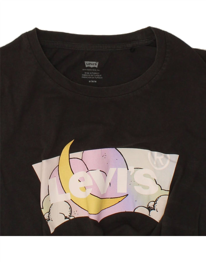 LEVI'S Womens Graphic T-Shirt Top UK 14 Medium Black Cotton Vintage Levi's and Second-Hand Levi's from Messina Hembry 