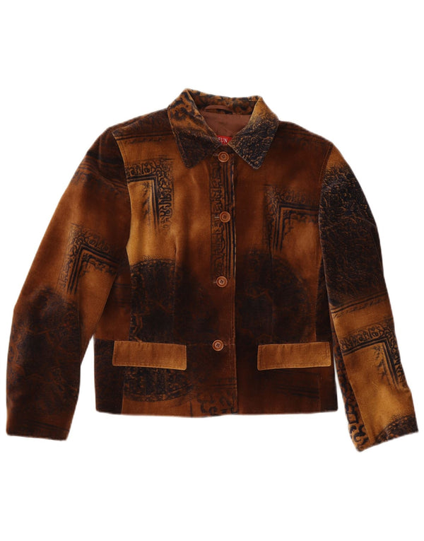 Ženska baršunasta jakna s 4 gumba Taifun UK 12 Srednje smeđa boja pajslija