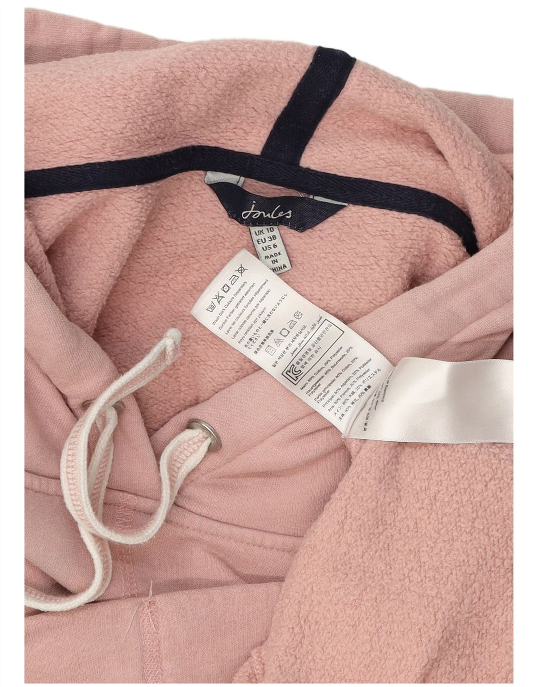 Joules ženska velika majica s kapuljačom UK 10 Mali ružičasti pamuk