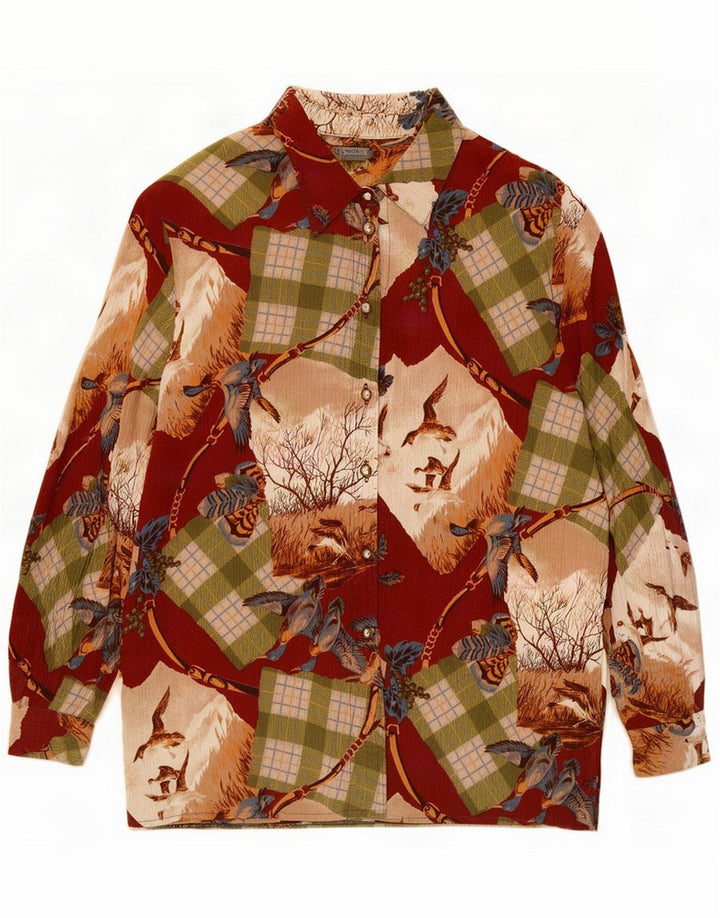 Vintage ženska košulja bluza UK 16 Veliki raznobojni patchwork Nature