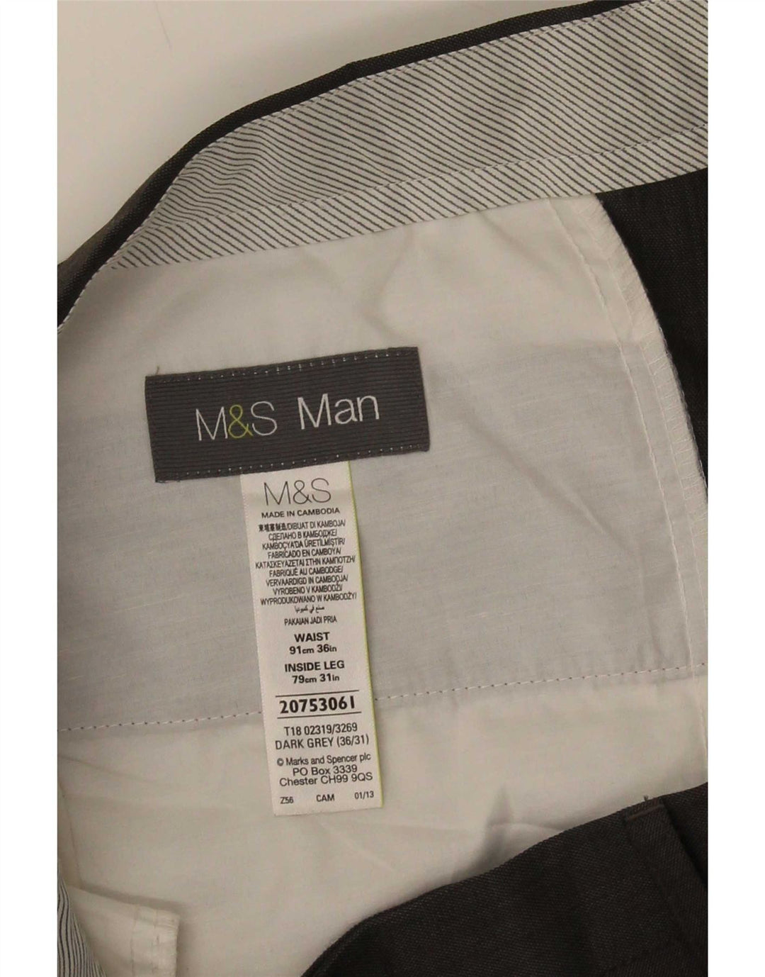 Marks & Spencer muške hlače s štipaljkama W36 L31 sivi poliester