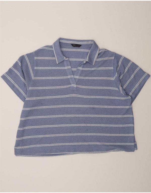 Marks & Spencer ženski pulover s polo izrezom kratkih rukava UK 22 3XL plava