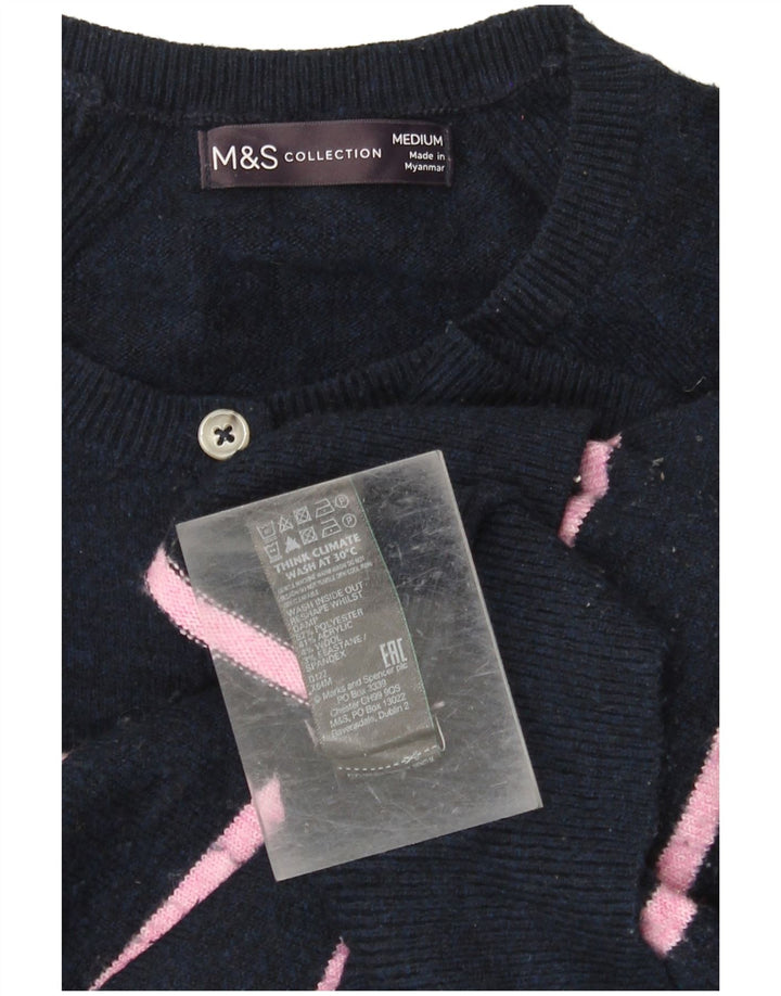 MARKS & SPENCER Ženski pulover s dugmadima i ovratnikom UK 14 Srednje tamnoplava