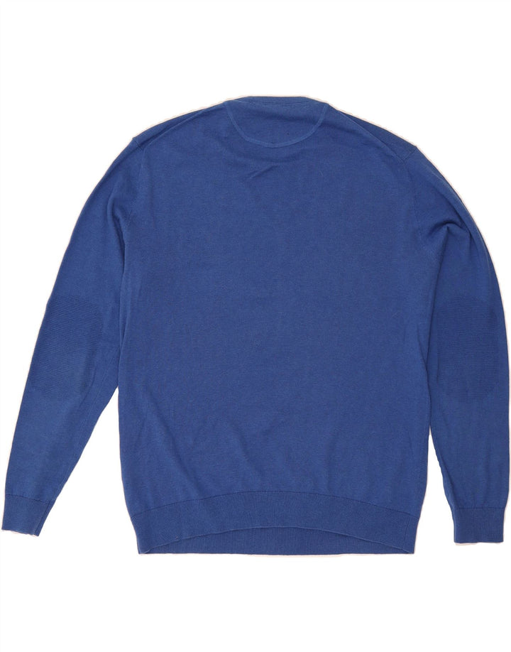 BENETTON Mens Crew Neck Jumper Sweater Medium Navy Blue Cotton Vintage Benetton and Second-Hand Benetton from Messina Hembry 