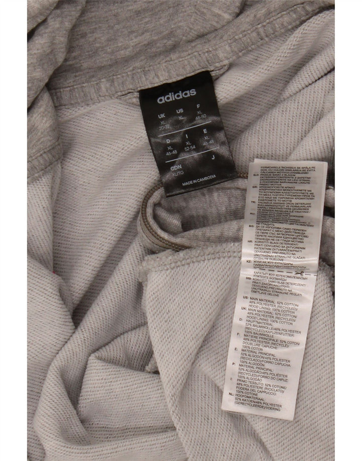 ADIDAS ženski pulover s kapuljačom na patentni zatvarač UK 20/22 XL sivi flekasti pamuk