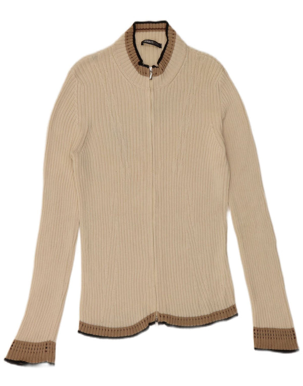 CERRUTI 1881 Ženski džemper kardigan UK 12 Srednje svijetlo bijeli pamuk