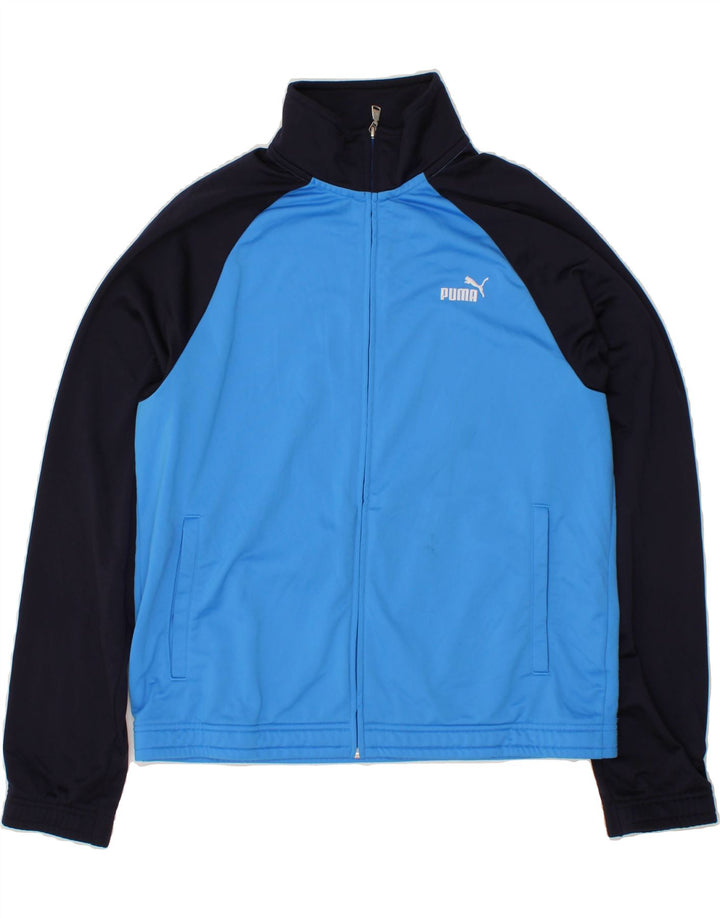 PUMA Mens Tracksuit Top Jacket Large Blue Colourblock Polyester Vintage Puma and Second-Hand Puma from Messina Hembry 