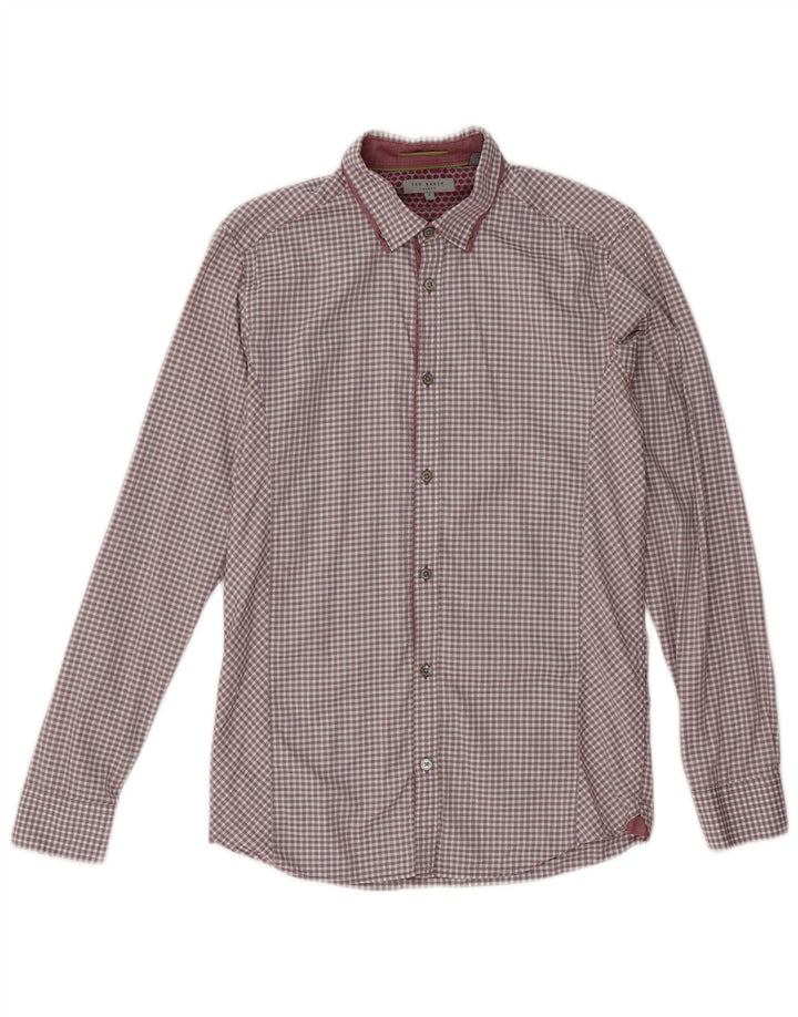 Ted Baker muška košulja veličina 2 Mala bordo pamuk gingham