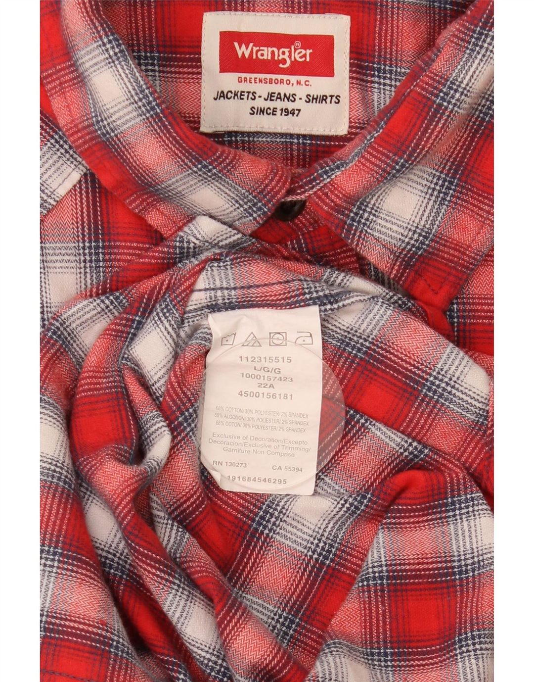 Wrangler muška flanelska košulja, veliki crveni karirani pamuk