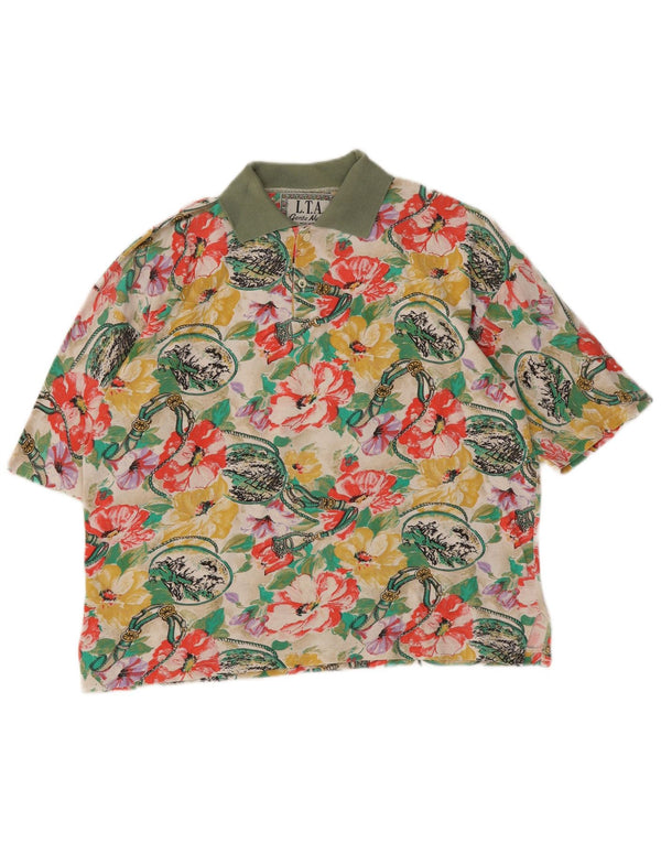 Vintage muška polo majica velikih raznobojnih cvjetova