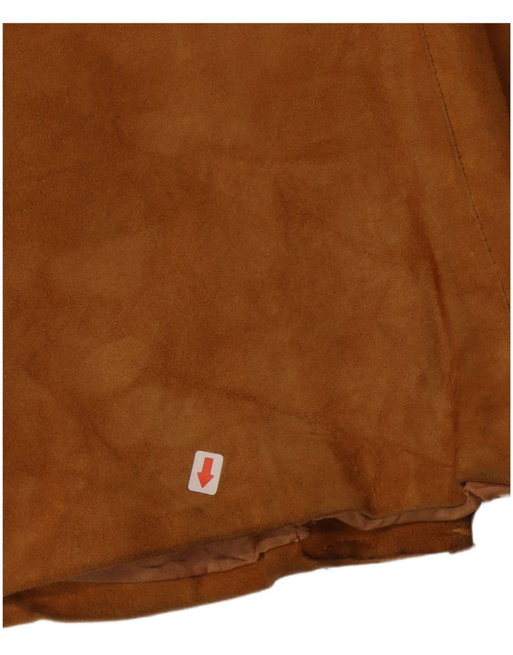 Vintage ženska jakna od brušene kože s 3 gumba, UK 14, srednje smeđa koža