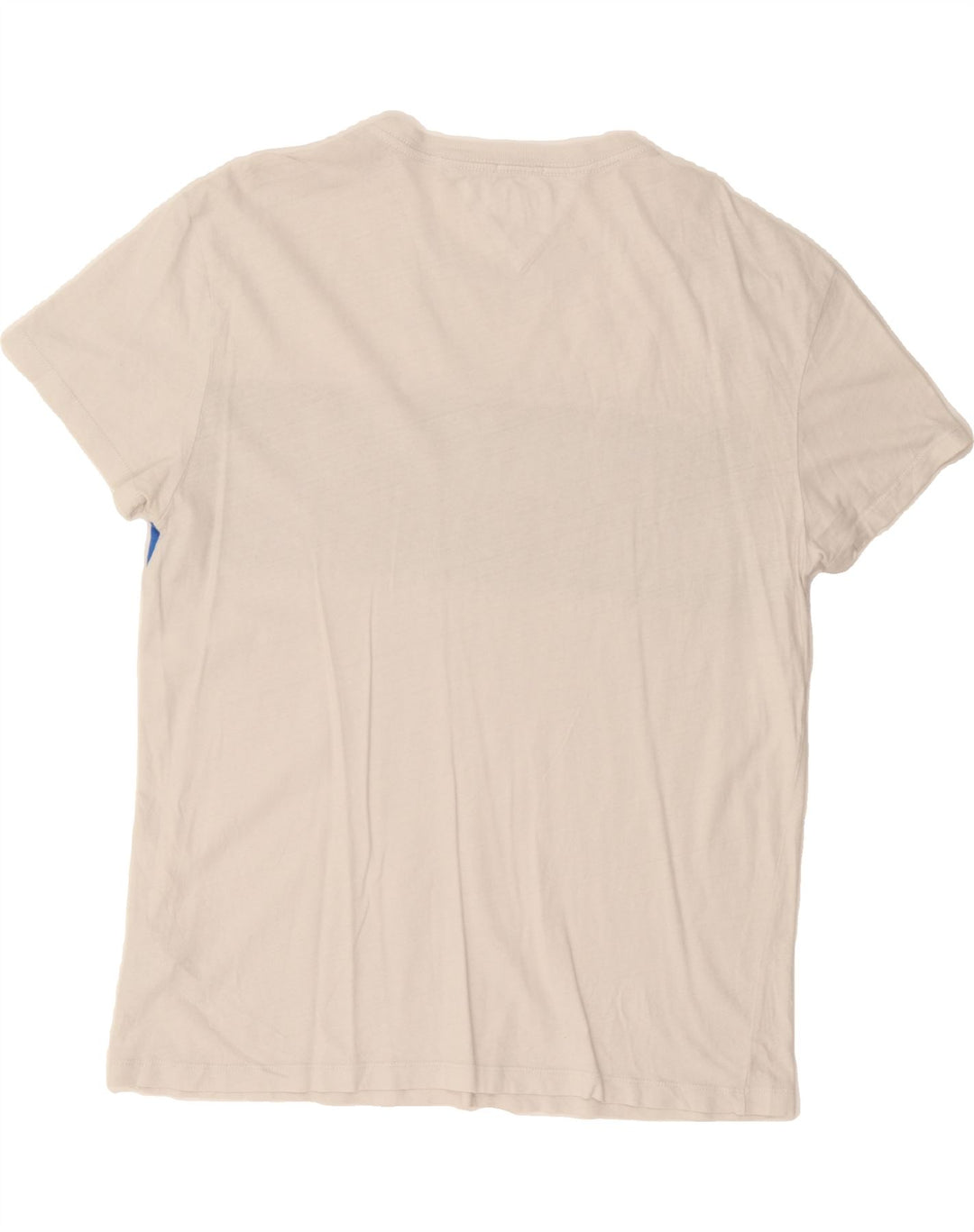 TOMMY HILFIGER Mens Graphic T-Shirt Top Medium White Colourblock Vintage Tommy Hilfiger and Second-Hand Tommy Hilfiger from Messina Hembry 