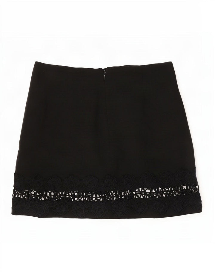 Topshop ženska mini suknja UK 12 srednje veličine W30 crni cvjetni poliester