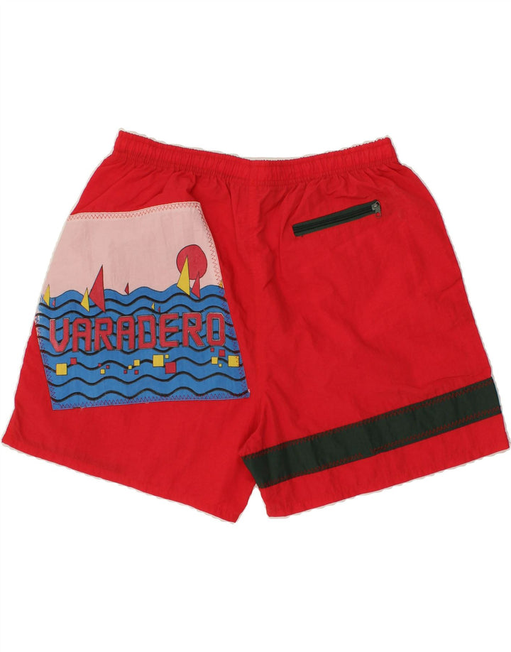 VINTAGE Mens Graphic Swimming Shorts XL  Red Colourblock Polyester Vintage Vintage and Second-Hand Vintage from Messina Hembry 