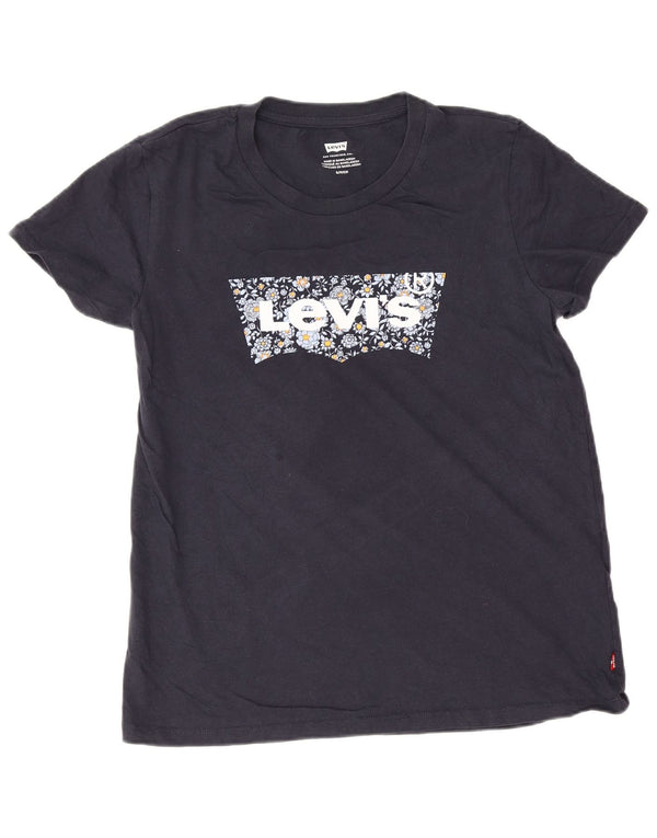 Levi's ženska majica kratkih rukava s grafičkim motivima UK 10 Mala mornarsko plava cvjetna pamuk