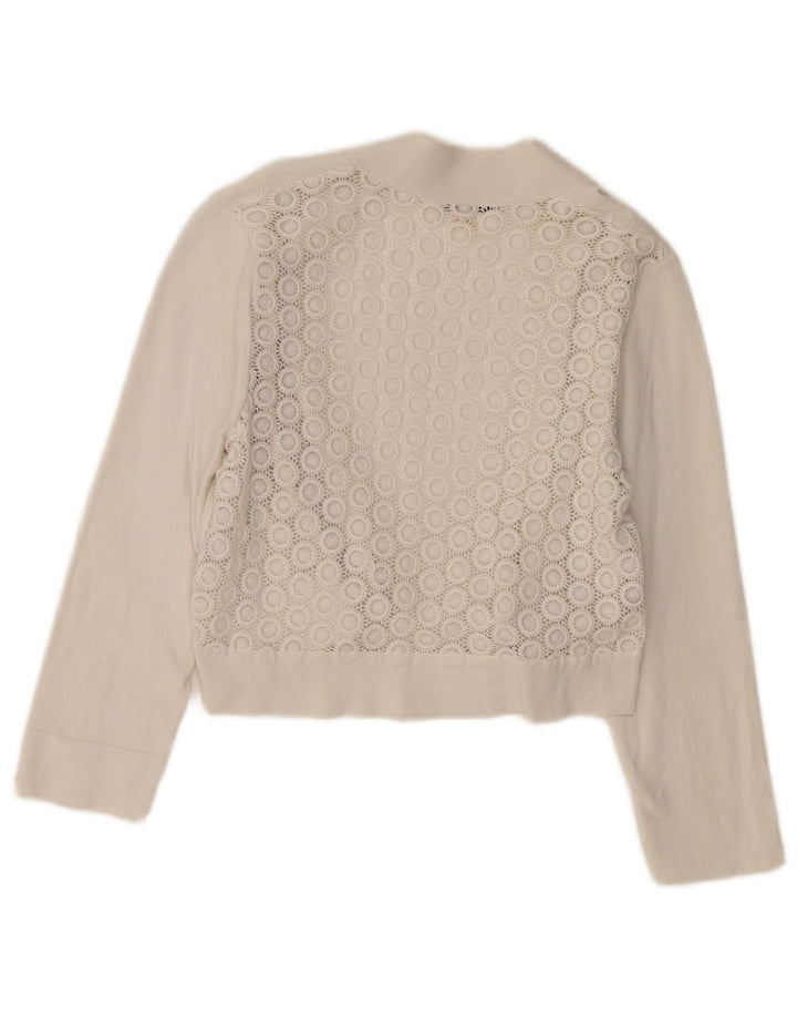 CALVIN KLEIN Ženski džemper s 3/4 rukavima UK 12 Medium Off White