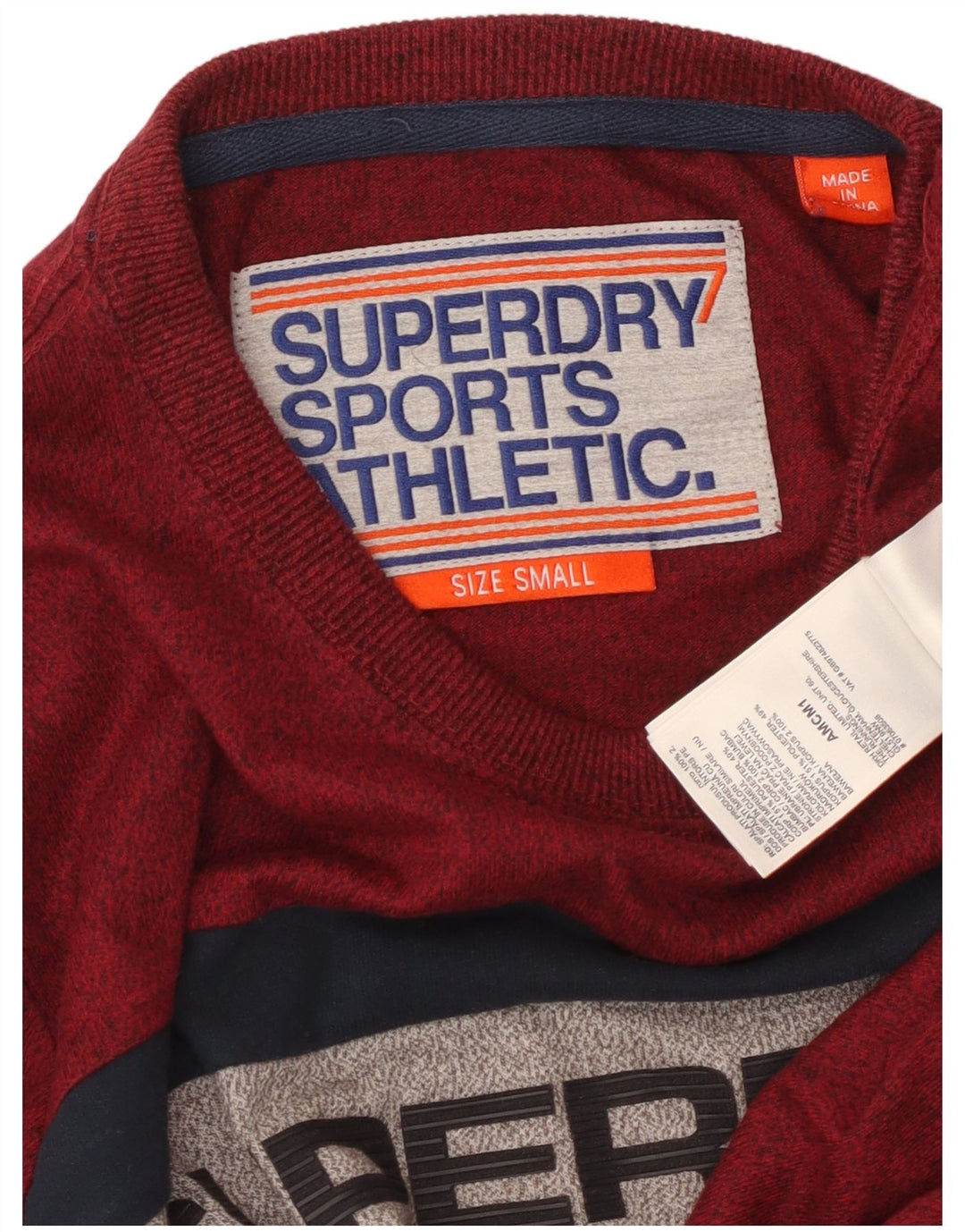 SUPERDRY muška majica dugih rukava s grafikama, mali kestenjasti pamuk s pjegama