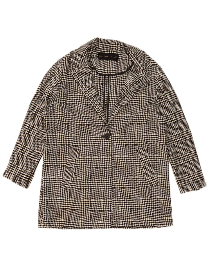 Zara ženska prevelika jakna sa 1 gumbom UK 10 Mala crna houndstooth