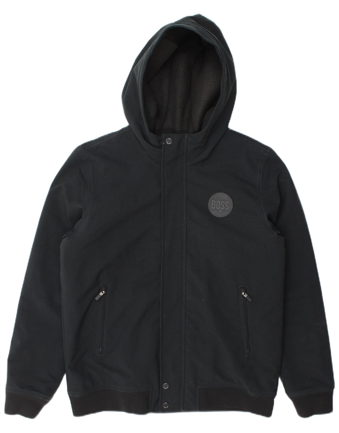 Bomber jakna Hugo Boss Boys s kapuljačom 13-14 godina Mala crna poliester