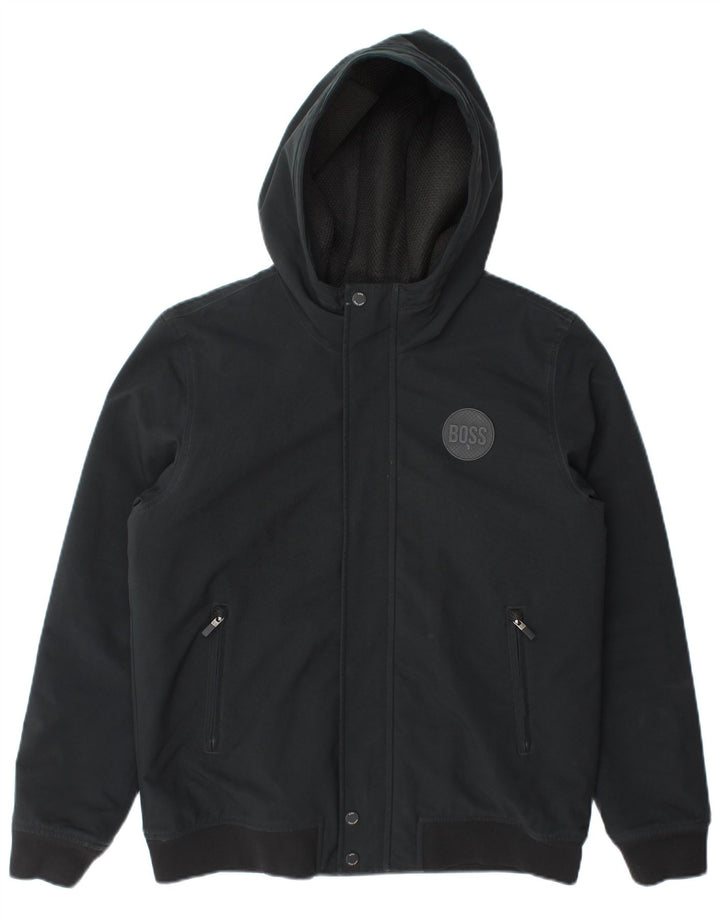 Bomber jakna Hugo Boss Boys s kapuljačom 13-14 godina Mala crna poliester