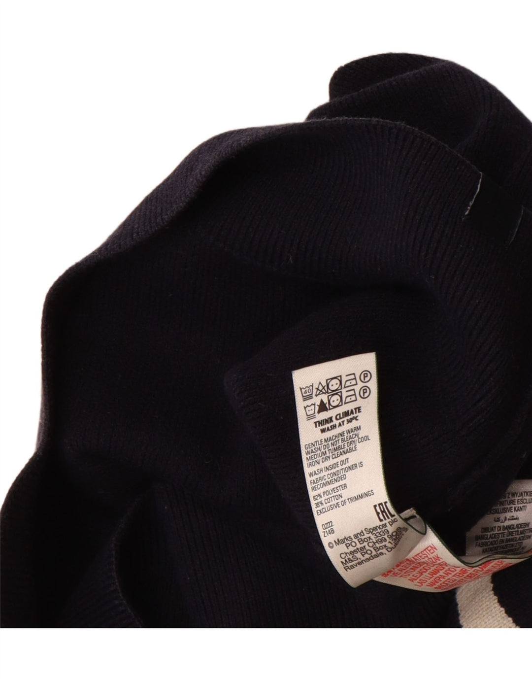 Marks & Spencer muški džemper s izrezom i velikim tamnoplavim prugama