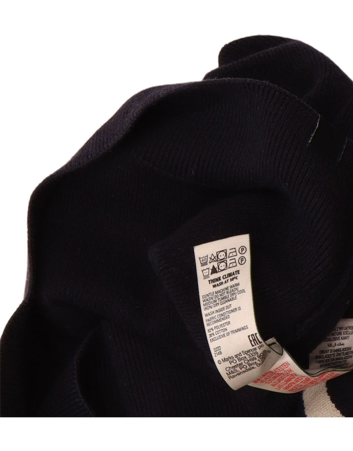 Marks & Spencer muški džemper s izrezom i velikim tamnoplavim prugama