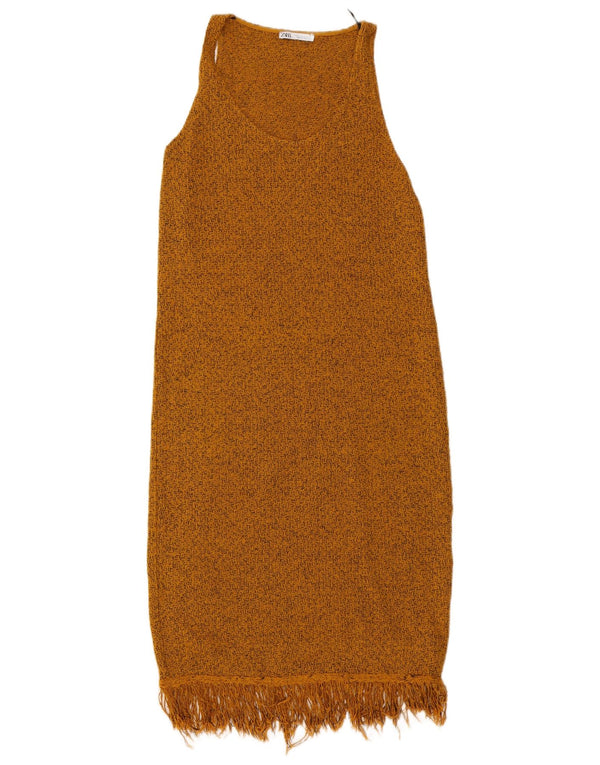 Zara ženska džemper haljina bez rukava UK 10 Small Brown Flecked