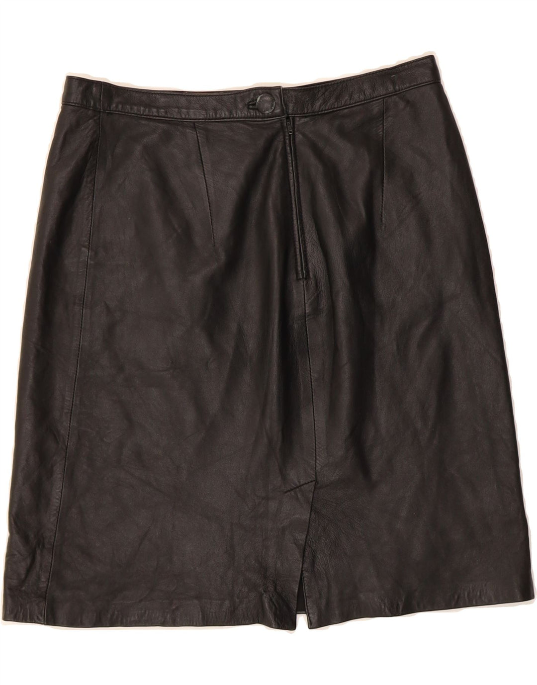 VINTAGE Womens Leather Skirt IT 46 Large W30 Black Leather Vintage Vintage and Second-Hand Vintage from Messina Hembry 