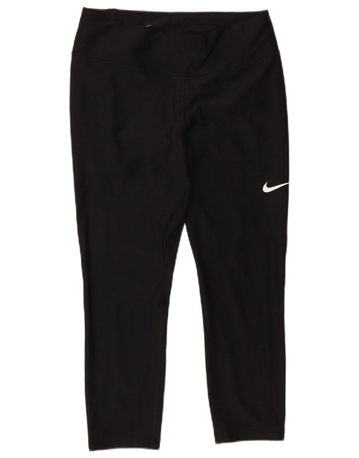 NIKE ženske Dri Fit Capri tajice UK 12 srednje crne poliesterske