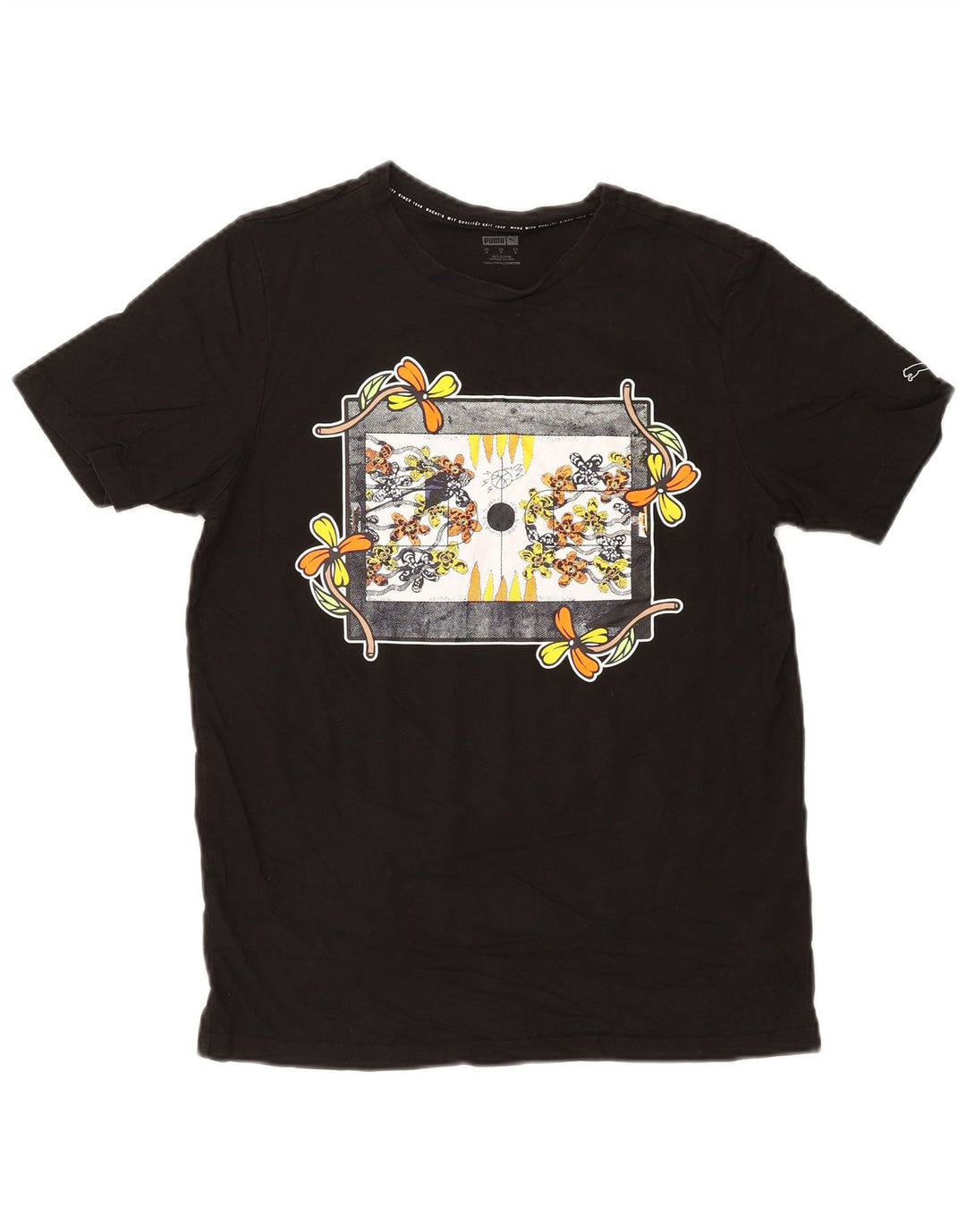 Puma muška majica s grafičkim motivima Mala crna cvjetna pamučna priroda