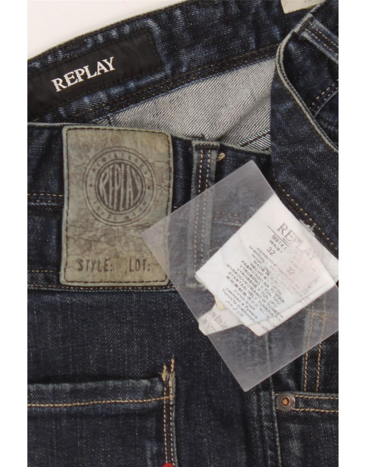 REPLAY muške uske traperice W32 L32 tamnoplavi pamuk