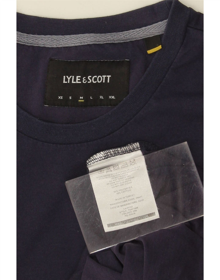 LYLE & SCOTT Mens T-Shirt Top Medium Navy Blue Cotton