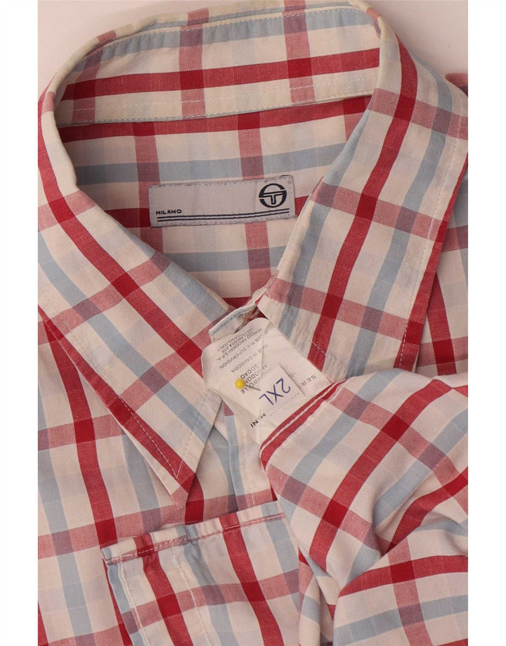 Sergio Tacchini muška košulja kratkih rukava 2XL šareni karirani pamuk