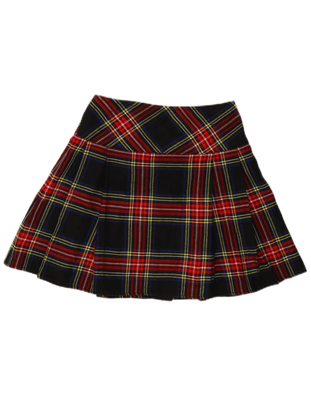 Vintage ženska mini suknja na omot W30 Srednje tamnoplava karirana akrilna