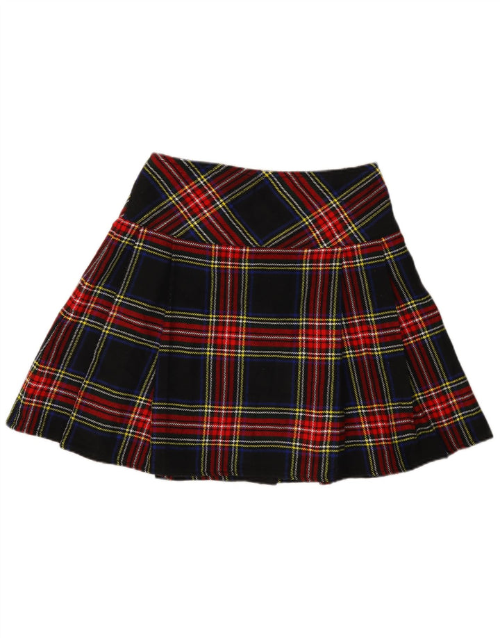 Vintage ženska mini suknja na omot W30 Srednje tamnoplava karirana akrilna