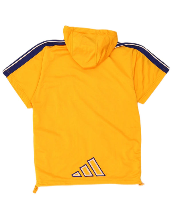 Adidas Mens Hooded Tracksuit Top Jacket Small Orange Colourblock