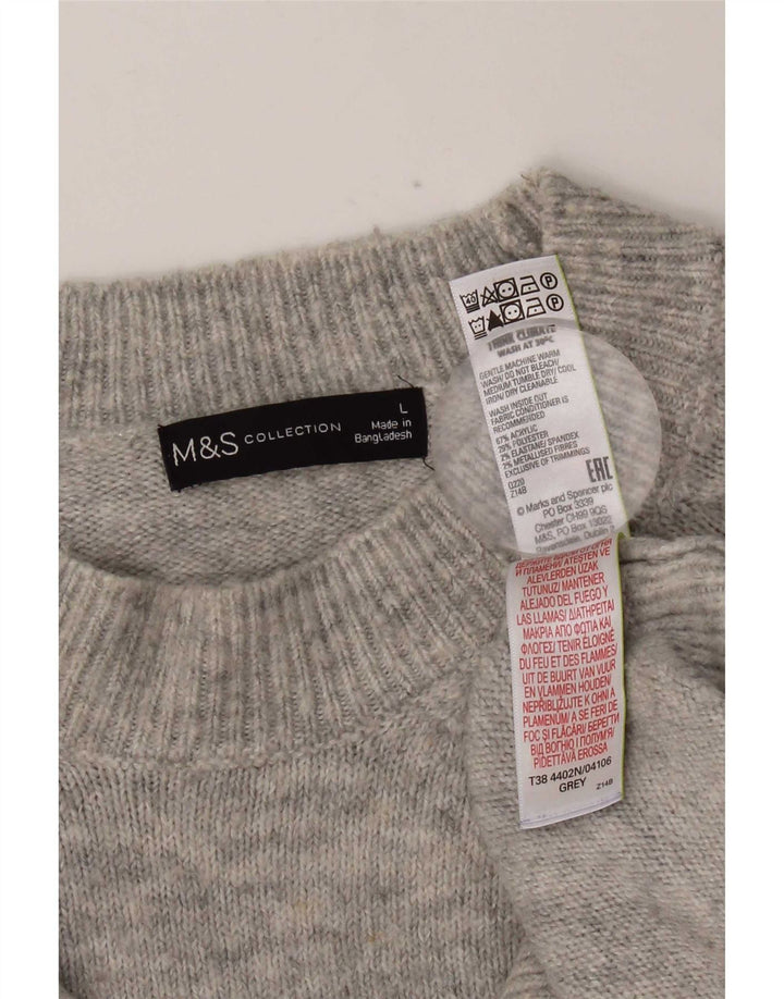 Marks & Spencer ženski džemper s okruglim izrezom UK 16 veliki sivi