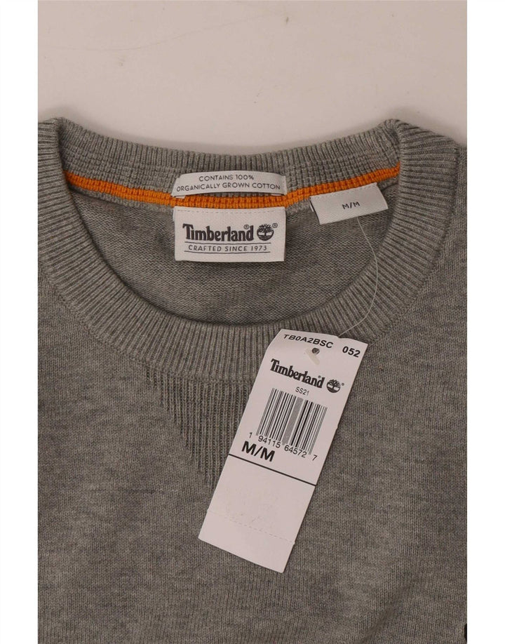 Timberland muški džemper s okruglim izrezom, srednje sivi flekasti pamuk