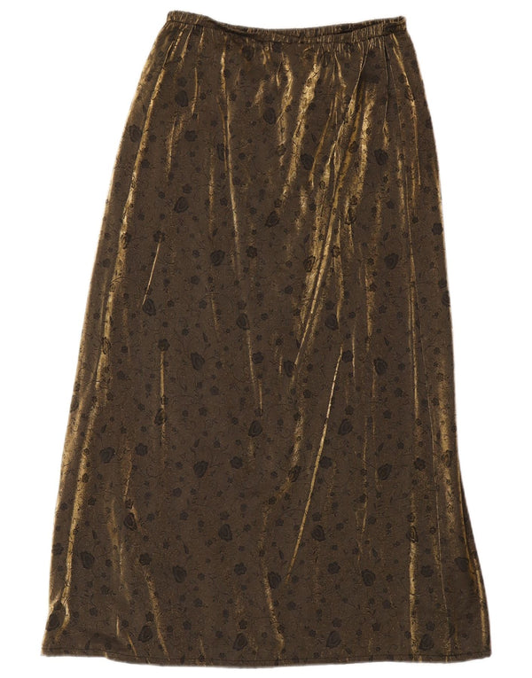 Vintage ženska baršunasta maksi suknja W38 XL zlatna cvjetna