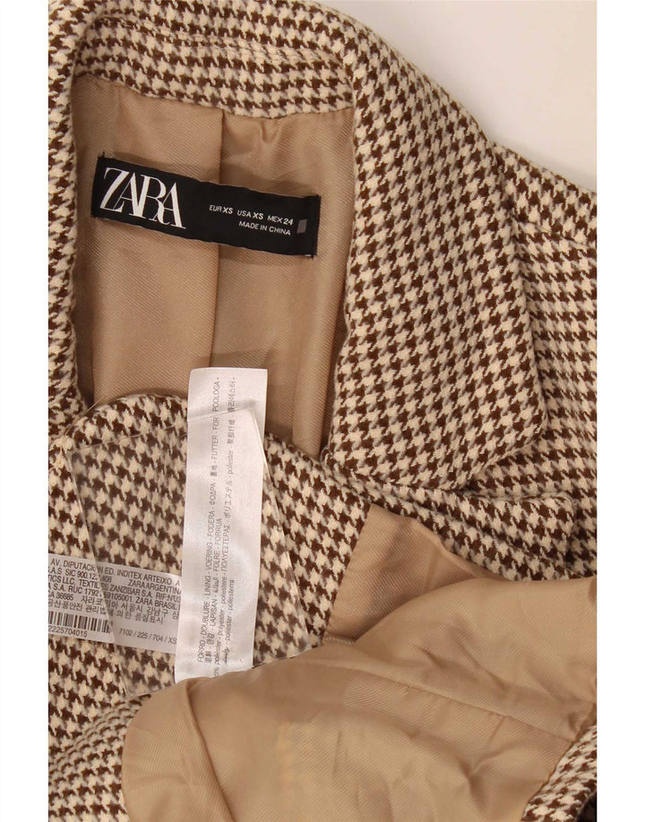 Zara ženska prevelika jakna sa 2 gumba, UK 6 XS, smeđa houndstooth