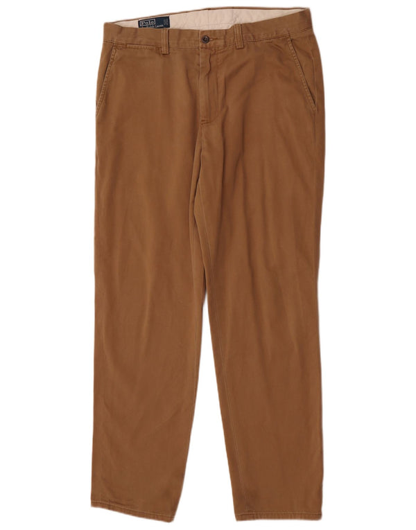 Polo Ralph Lauren muške ravne chino hlače W33 L32 Smeđi pamuk