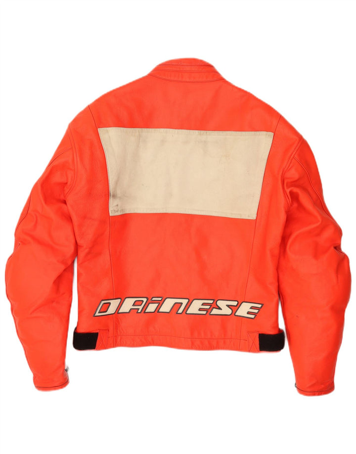 Dainese muška grafička kožna trkaća jakna IT 50 srednje narančaste boje