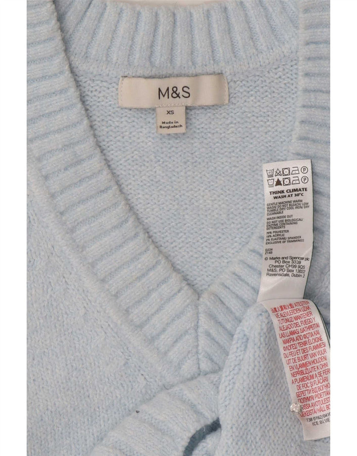 Marks & Spencer ženski veliki džemper s V-izrezom UK 6 XS plava