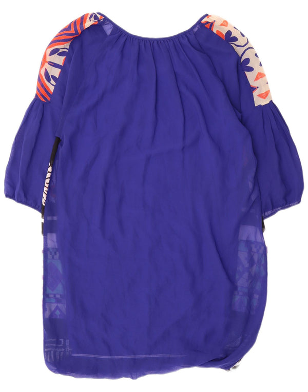 Ženska kaftan haljina Desigual Graphic 3/4 rukava UK 14 srednje plava patchwork